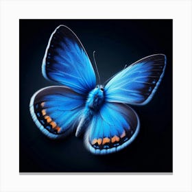 A Stunning Close-Up of a Blue Morpho Butterfly with Its Vibrant Wings Spread Open, Showcasing the Iridescent Colors of Its Delicate Structure, a True Masterpiece of Nature's Artistic Palette Canvas Print