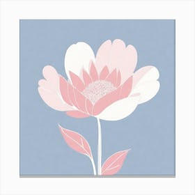 A White And Pink Flower In Minimalist Style Square Composition 508 Canvas Print