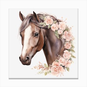 Horse Head With Flowers 3 Canvas Print