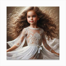 Little Girl In White Dress Canvas Print