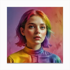 Rainbow Haired Girl Canvas Print