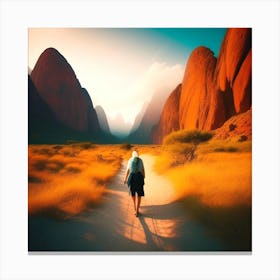 Woman Walking In The Desert 25 Canvas Print