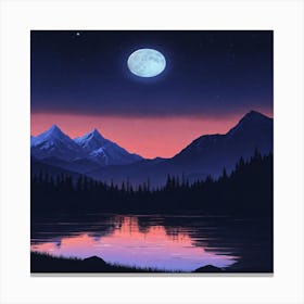 Full Moon Over Lake Canvas Print