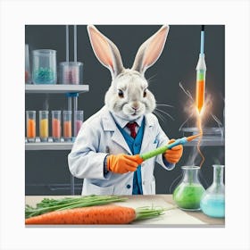 Rabbit In A Lab 2 Canvas Print