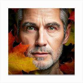 Firefly Weathered Man With Deep Green Eyes And Autumn Leaves 33802 Canvas Print