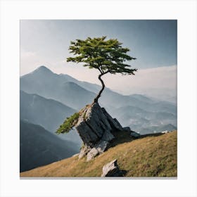 Lone Tree On Top Of Mountain 35 Canvas Print