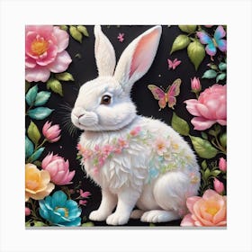 Rabbit Adorned With Flowers Canvas Print