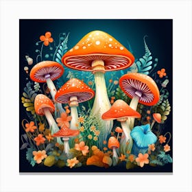 Mushrooms And Flowers 18 Canvas Print