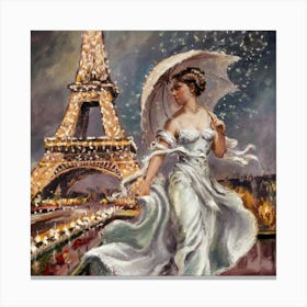 Parisian Essence An Impressionist Silhouette Of Elegance (2) Canvas Print