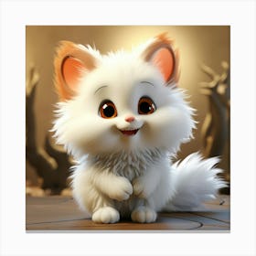 Cute White Cat 6 Canvas Print