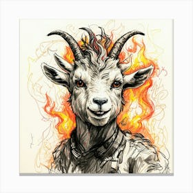 Goat With Flames 2 Canvas Print