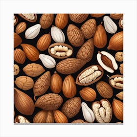 Almonds On Black Background 6 Canvas Print