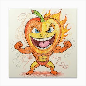 Orange Cartoon Character Canvas Print