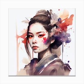 Watercolor Modern Geisha #7 Canvas Print