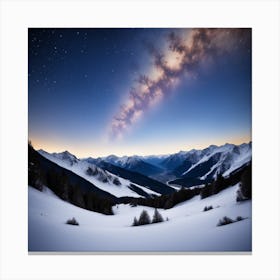 Night Sky Over Mountains Canvas Print