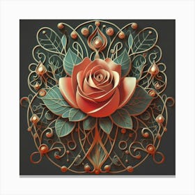 Stylized and intricate geometric black rose 17 Canvas Print