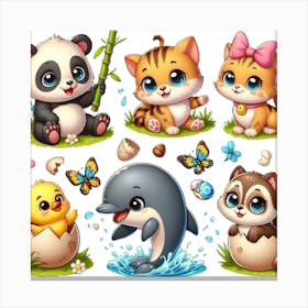 Cute Animals Set 2 Canvas Print