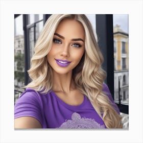 Woman In Purple Shirt Canvas Print