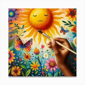 Sun And Butterflies Canvas Print