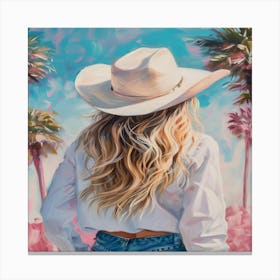 Cowgirl In Hat Canvas Print