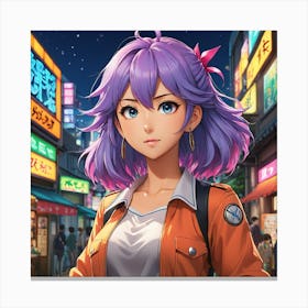 Anime Girl With Purple Hair Canvas Print