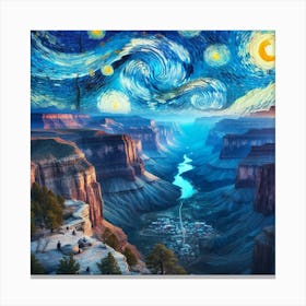 Van Gogh Painted A Starry Night Over The Grand Canyon 2 Canvas Print