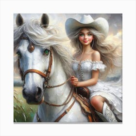 Cowgirl Riding Horse 3 Canvas Print