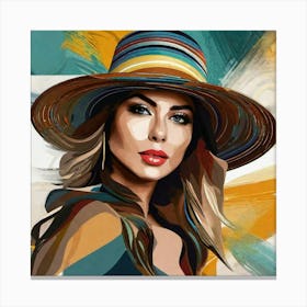 Woman In A Hat 26 Canvas Print