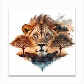Lion in the Savanna Canvas Print