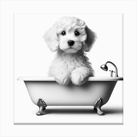 Puppy In A Bathtub Canvas Print