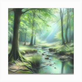 Stream In The Forest Canvas Print