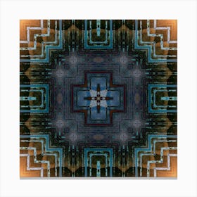 Blue Symmetrical Abstract With Rough Canvas Texture Canvas Print