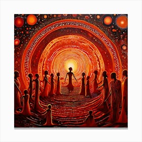 In The Heart Of A Vast Spiraling Galaxy Ancestral Beings Dance In A Mesmerizing Array Of Earthy Hues Canvas Print