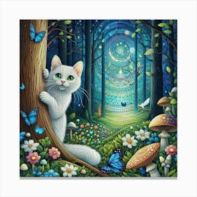 Cat In The Forest 2 Canvas Print