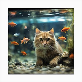 Cat with fish Canvas Print