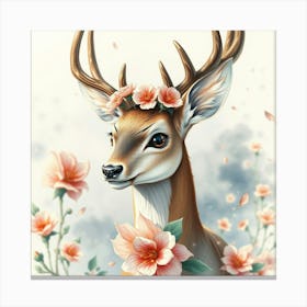 Deer With Flowers 4 Leinwandbild