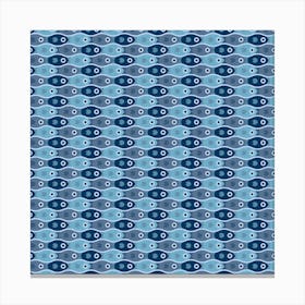 Beach Water Tessellating Fishes In Midnight Blues Canvas Print