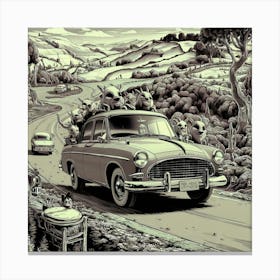 'Dogs On The Road' Canvas Print