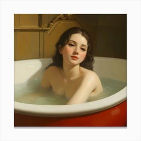 Nude Girl In A Tub Canvas Print