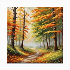 Forest In Autumn In Minimalist Style Square Composition 203 Canvas Print