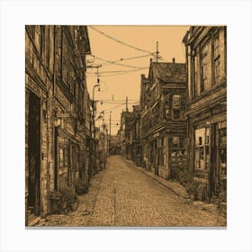 In Wood Block Etching Style (3) Canvas Print