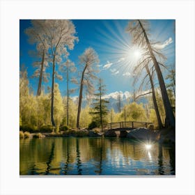 Sunrise Over A Lake Canvas Print