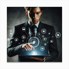 Businessman Using Tablet Computer 1 Canvas Print