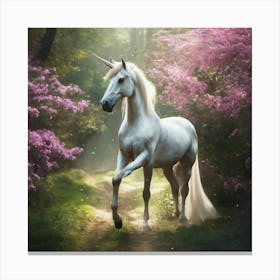 Unicorn In The Forest Canvas Print