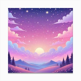 Sky With Twinkling Stars In Pastel Colors Square Composition 72 Canvas Print