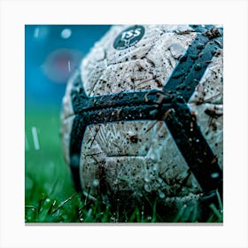 Soccer Ball In The Rain Canvas Print