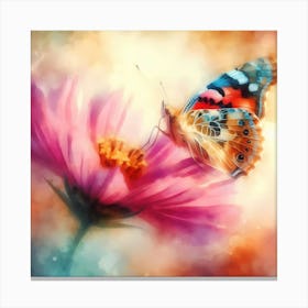 Butterfly On A Flower 3 Canvas Print