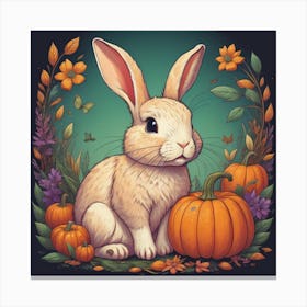 Rabbit With Pumpkins Canvas Print