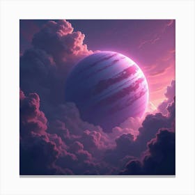 Titan Shrouded In Storm Clouds Under A Vibrant Purple Sky 1 Canvas Print