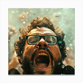 Man Celebrating With Confetti Canvas Print